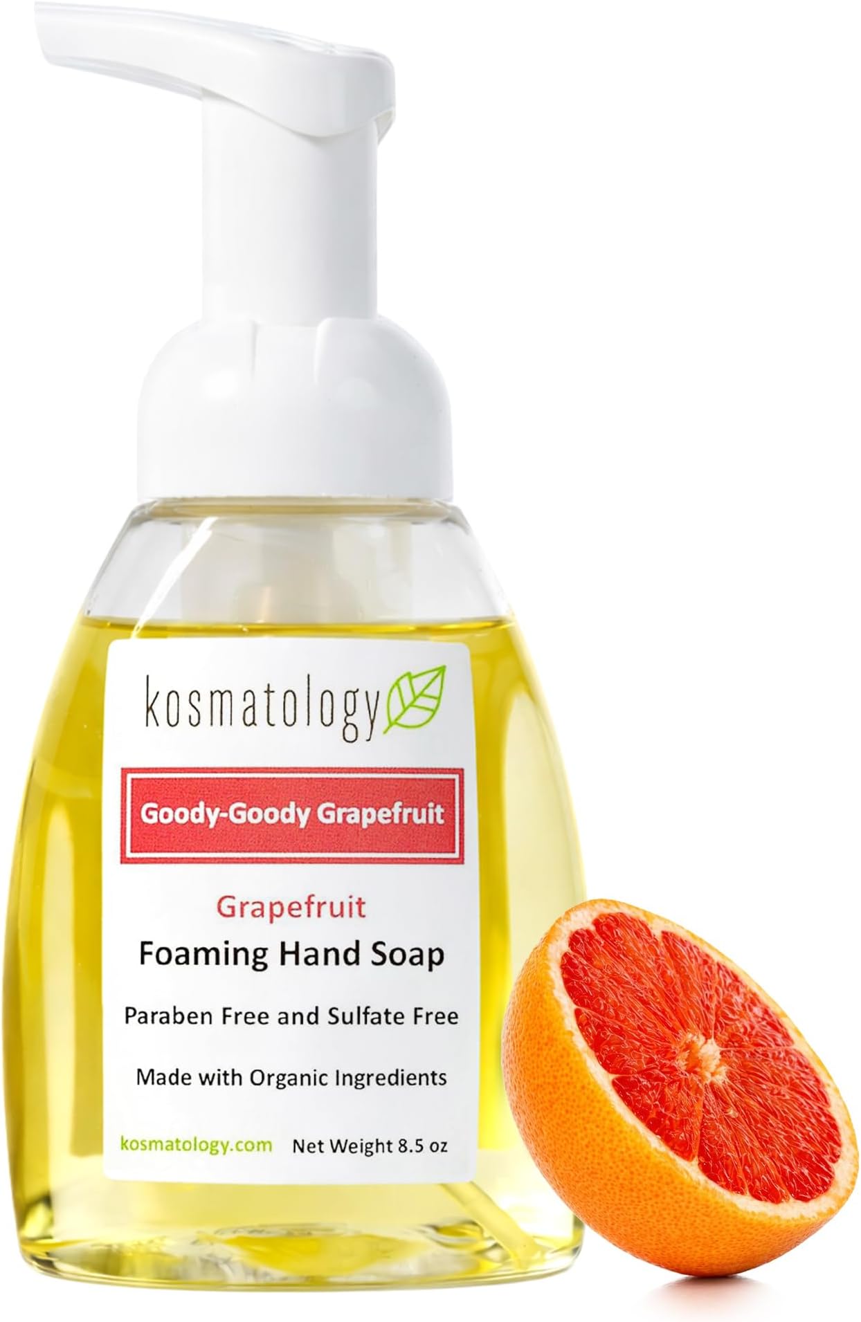 kosmatology Organic Foaming Hand Soap | Goody-Goody Grapefruit Moisturizing Hand Wash | Clean Ingredients, Infused with Essential Oils (8.5 fl oz)