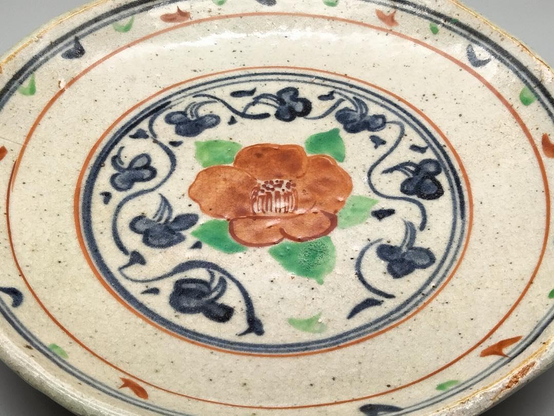 痴陶人作 呉須赤絵 椿文 尺大皿 日本人として初 大英博物館で個展を