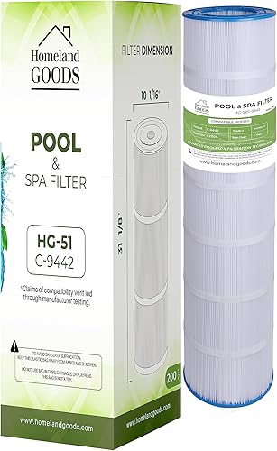 Homeland Goods PLFPA200S - Filtro de piscina que reemplaza a C200S, SwimClear C200S, CX200XRE, Ultral-D5, PA200S, Unicel C-9442, 200 pies cuadrados