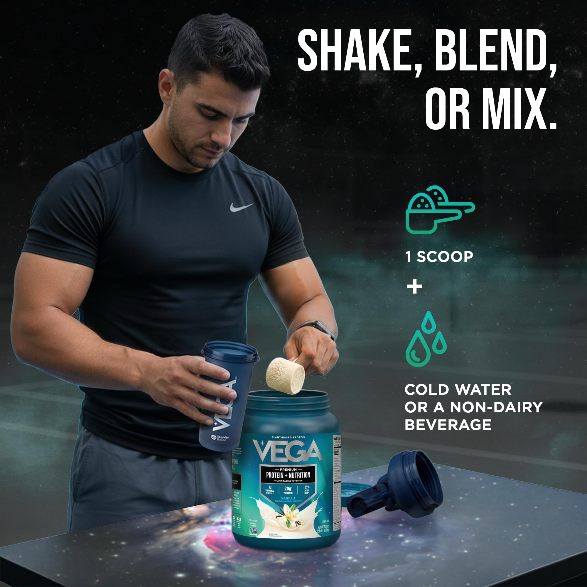 Vega Protein + Nutrition – 20g Plant Based Vegan Protein Powder, Vanilla for a Dairy-Free Protein Shake – XL Tub, 2.3lbs (30 Servings) — Amazon image 6