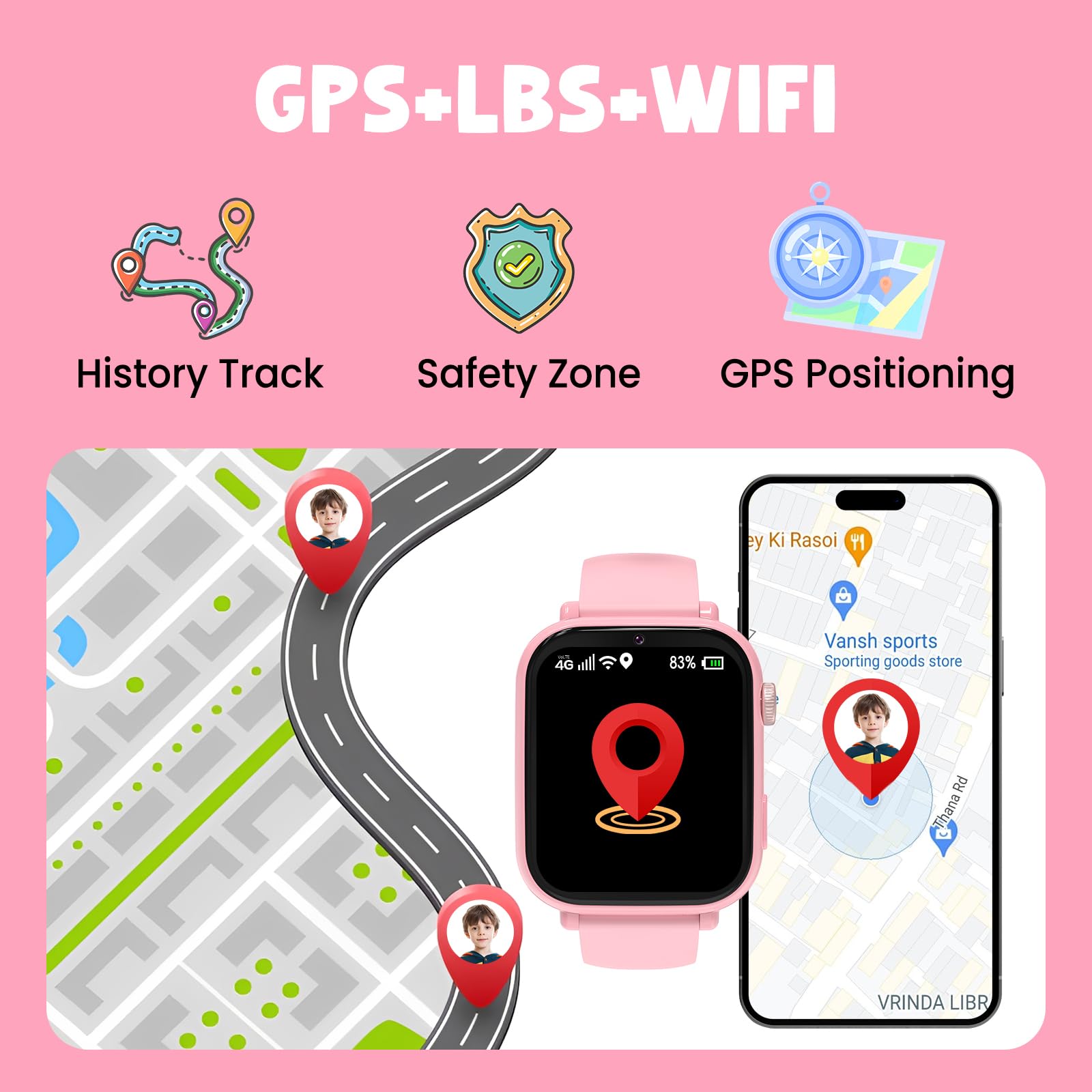 Alutoria Smartwatch Niños con GPS y Llamadas, 4G Reloj Telefono Niños Niña
