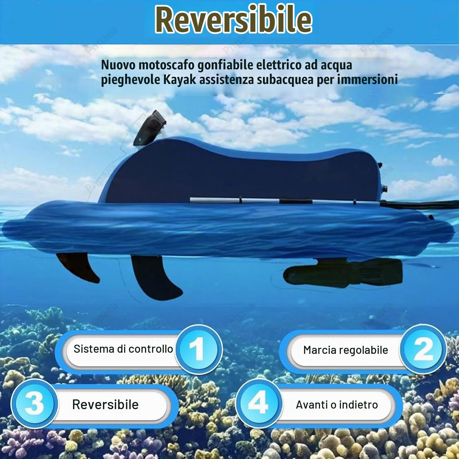 Gommone Gonfiabile,Moto d'Acqua Gonfiabile con Seduta; Propulsione A Getto 500w/700w E Propulsore da 10a/16a,Ideale per Immersioni E Kayak A