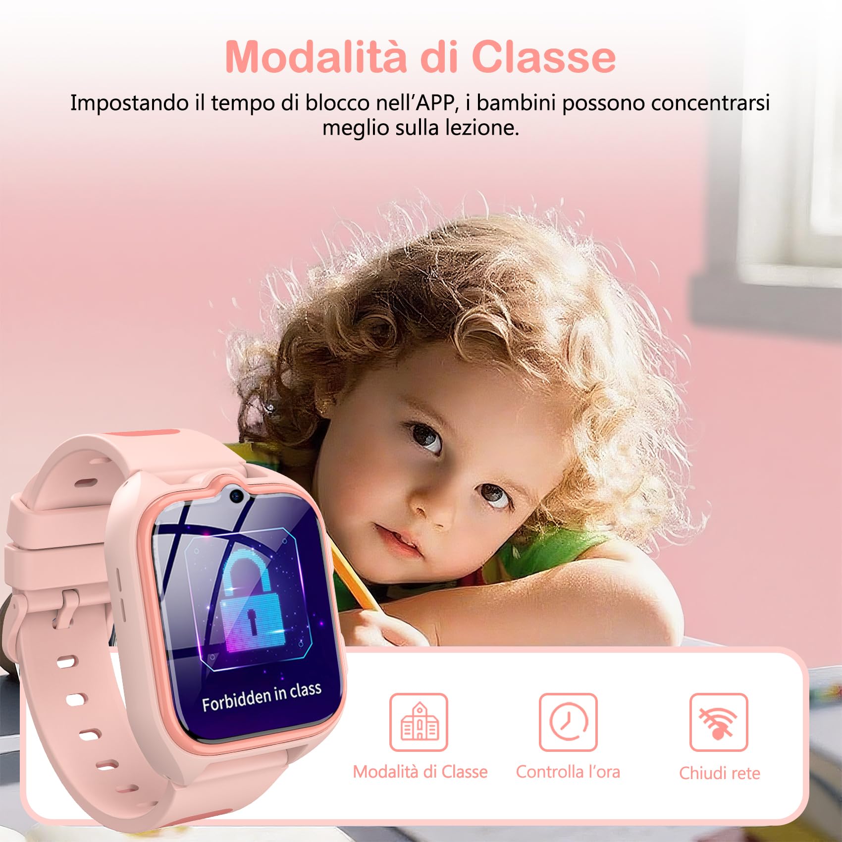 IOWODO Smartwatch Bambini 4G, Orologio Localizzatore GPS con Chiamata Video, Funzione SOS, Telecamera, Giochi Educativi, Batteria 800mAh, Impermeabile, Regalo per Ragazzi e Bambine