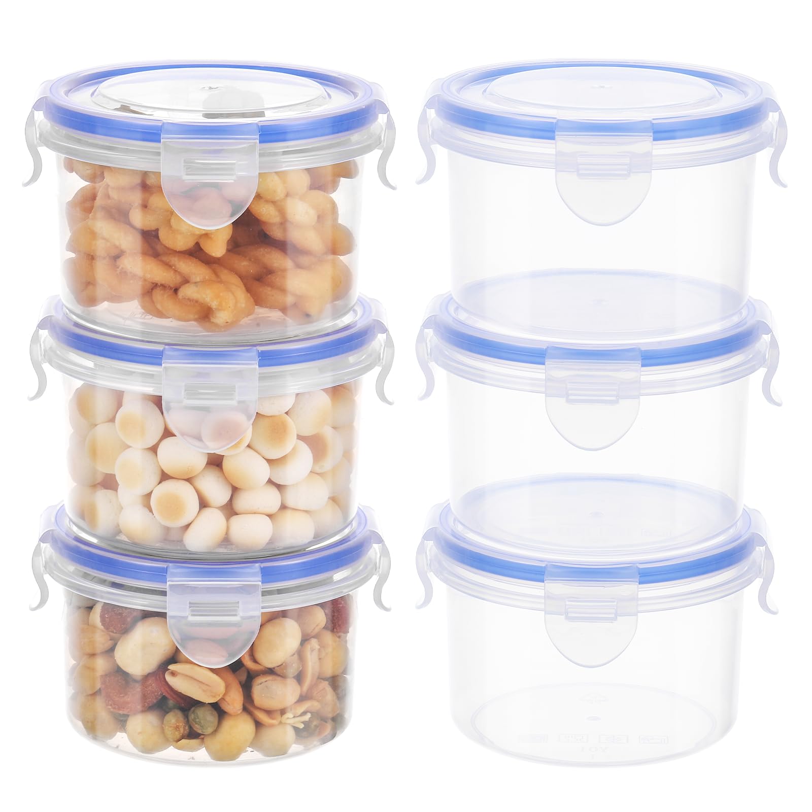 Kssvzz 6 Pack 300ML Frischhaltedosen mit Deckel Rund Luftdicht, Plastikschüssel Auslaufsicher, Meal Prep Boxen, Stapelfähig und Langlebig, Gefrierdosen Klein BPA-frei