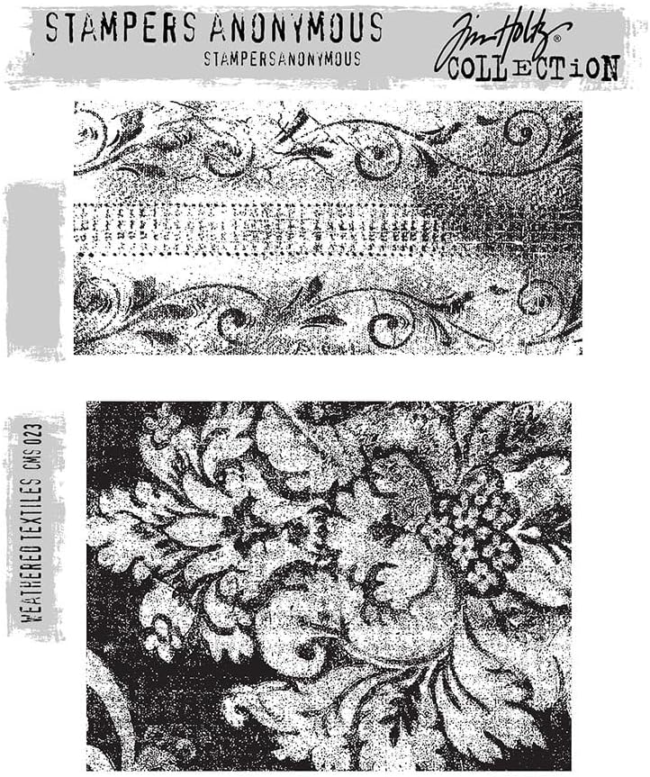 Tim Holtz Cling Stamps, Weathered Textiles, 7 x 8.5inch Sheet