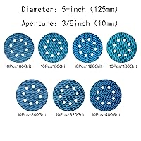 Vista 4 de Papel de lija de escamas de pescado de 5 pulgadas, 8 agujeros, disco de lijado de gancho y bucle, papel de arena 60/80/120/180/240/320/400, grano