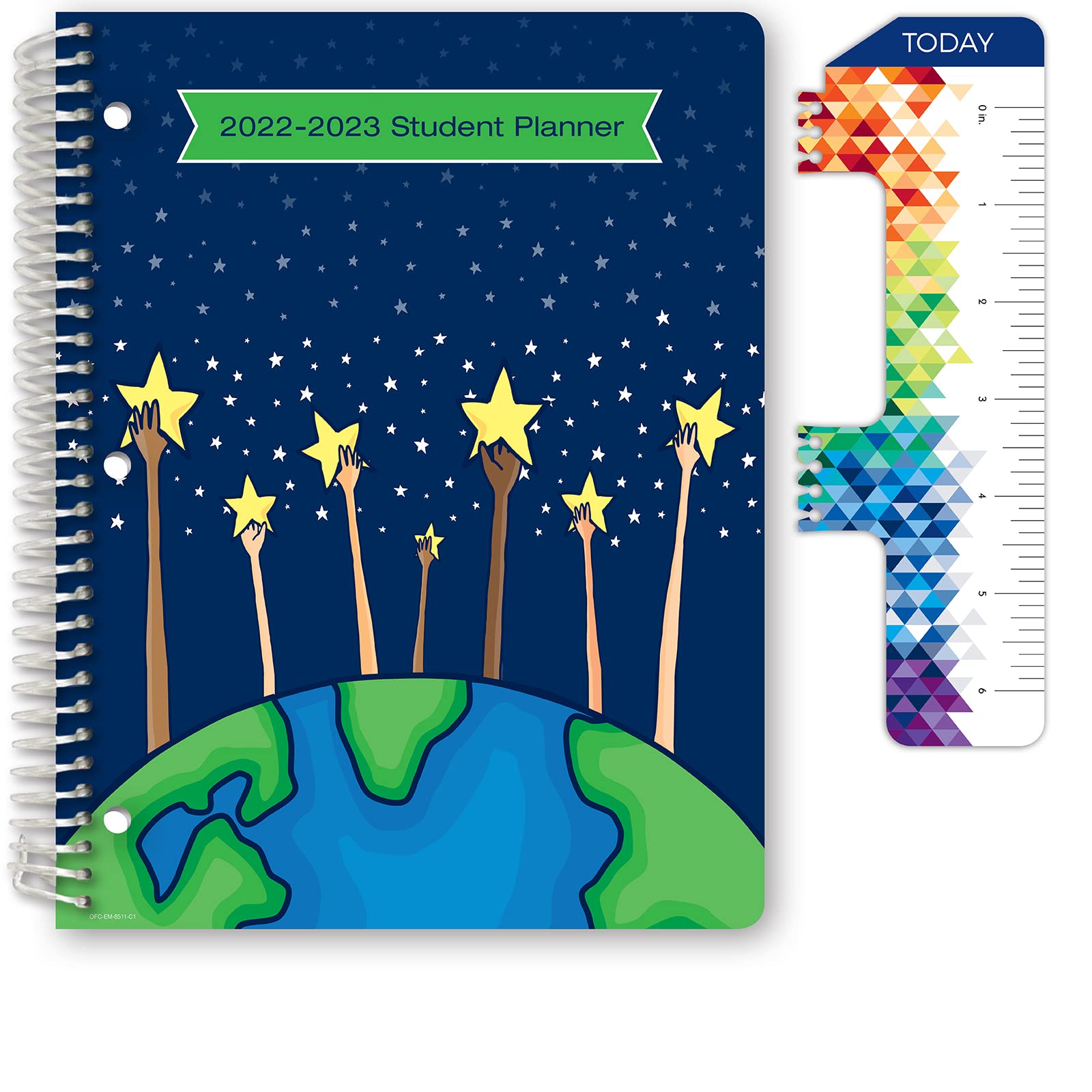 Global Datebooks Dated Elementary Student Planner for Academic Year 2022-2023 (Matrix Style - 8.5"x11" - Reach) - Includes Ruler/Bookmark and Planning Stickers
