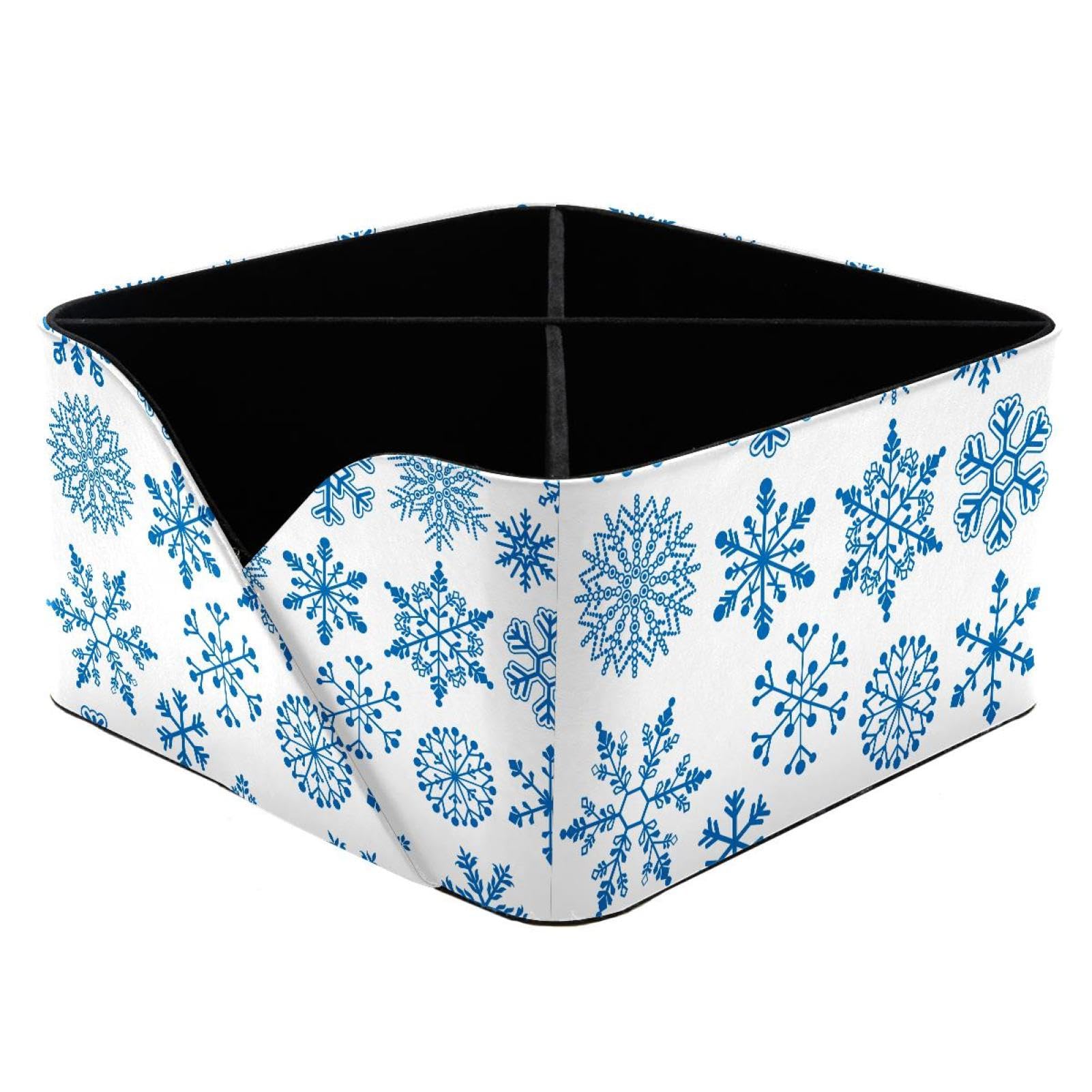 KengjuTesu Snowflake Pattern Desktop Organizer Pen Holder, Rectangular Pencil Cup for Office, Study and Makeup Stations