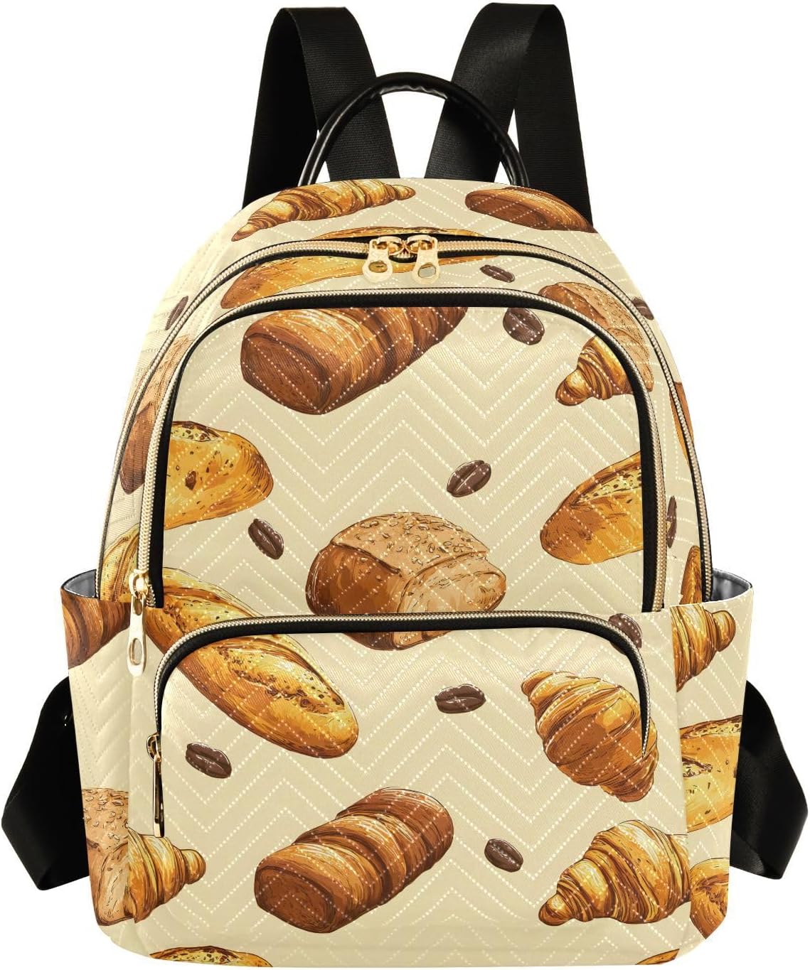 Pastries Breads Coffee Beans Backpack Purse for Women Shoulder Bag Fashion Daypack Ladies Handbag Lightweight Travel Bag Rucksack
