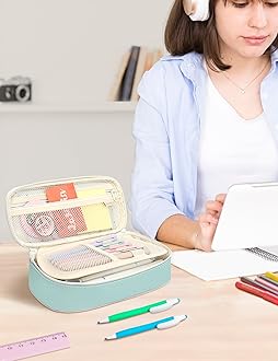 SUNEE Cute Pencil Case, Aesthetic Pen Pouch, Colored Large Pencil Bag with Zipper, Kawaii Stationery Storage and Organizer, School Supplies for Teen and Adult Girls, Mint Green