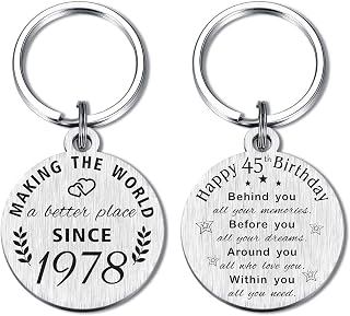 45th Birthday Gifts for Women, Born in 1978 Birthday Gifts for Men, 45 Year Old Birthday Keychain, 45th Birthday Decorations