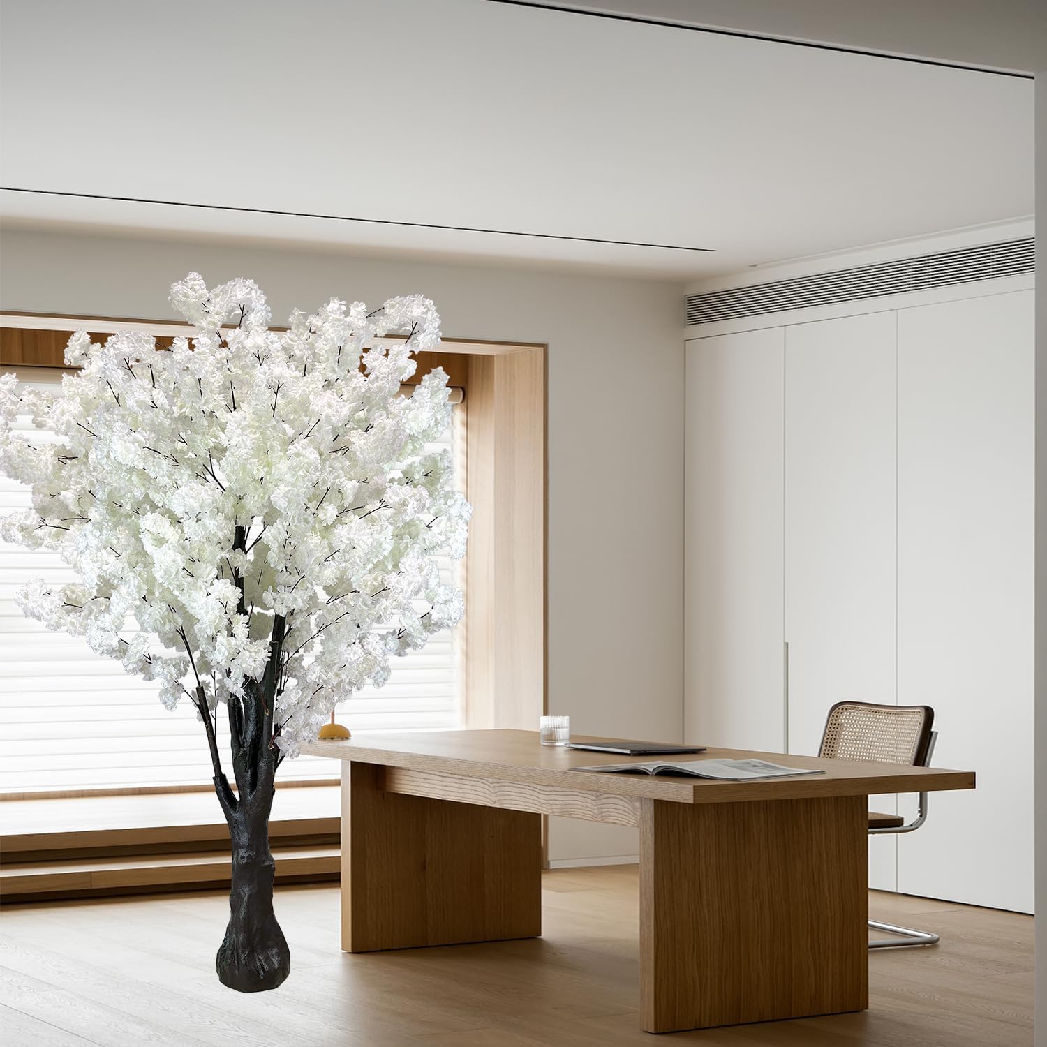 White Artificial Cherry Blossom Tree for Home, Wedding, Office, Living Room - Indoor Outdoor Decor (6.5ft/2m)