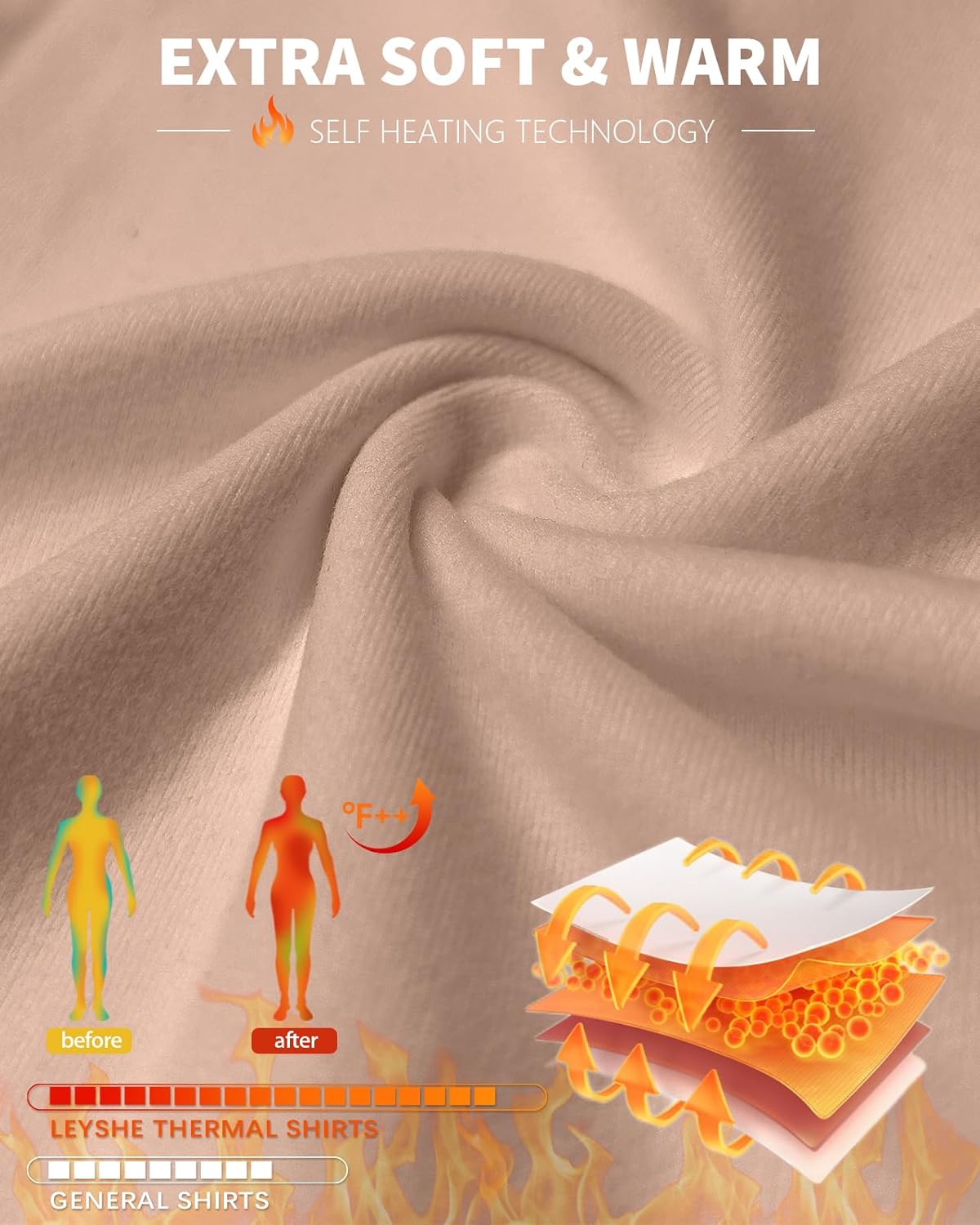 Thermal Long Sleeve Shirts for Women Fleece Top Thermal Notch V Neck Underwear Top Undershirt Winter Cold Weather - Image 3