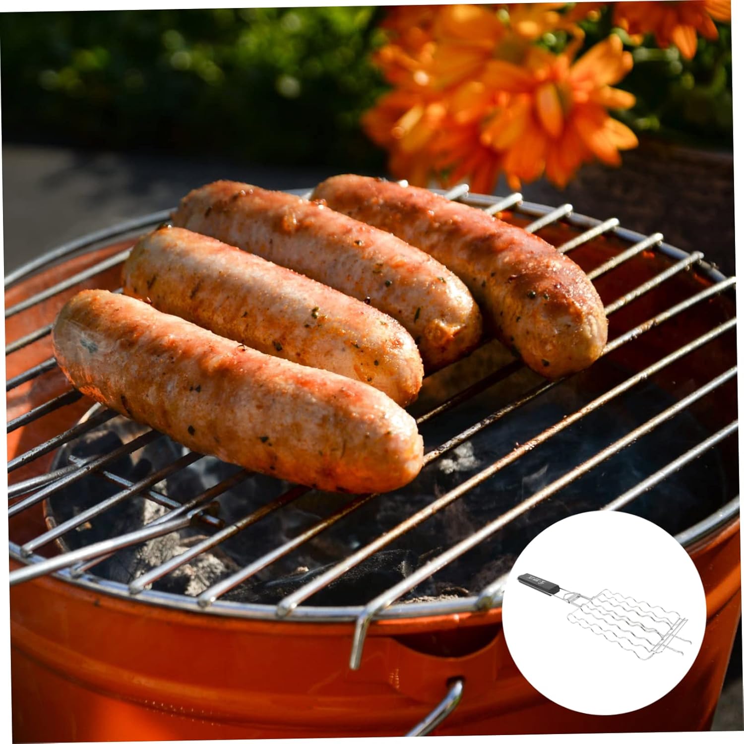 Stainless Steel Barbecue Tool Grilling Basket Meat Grilling Net for Outdoor Grills