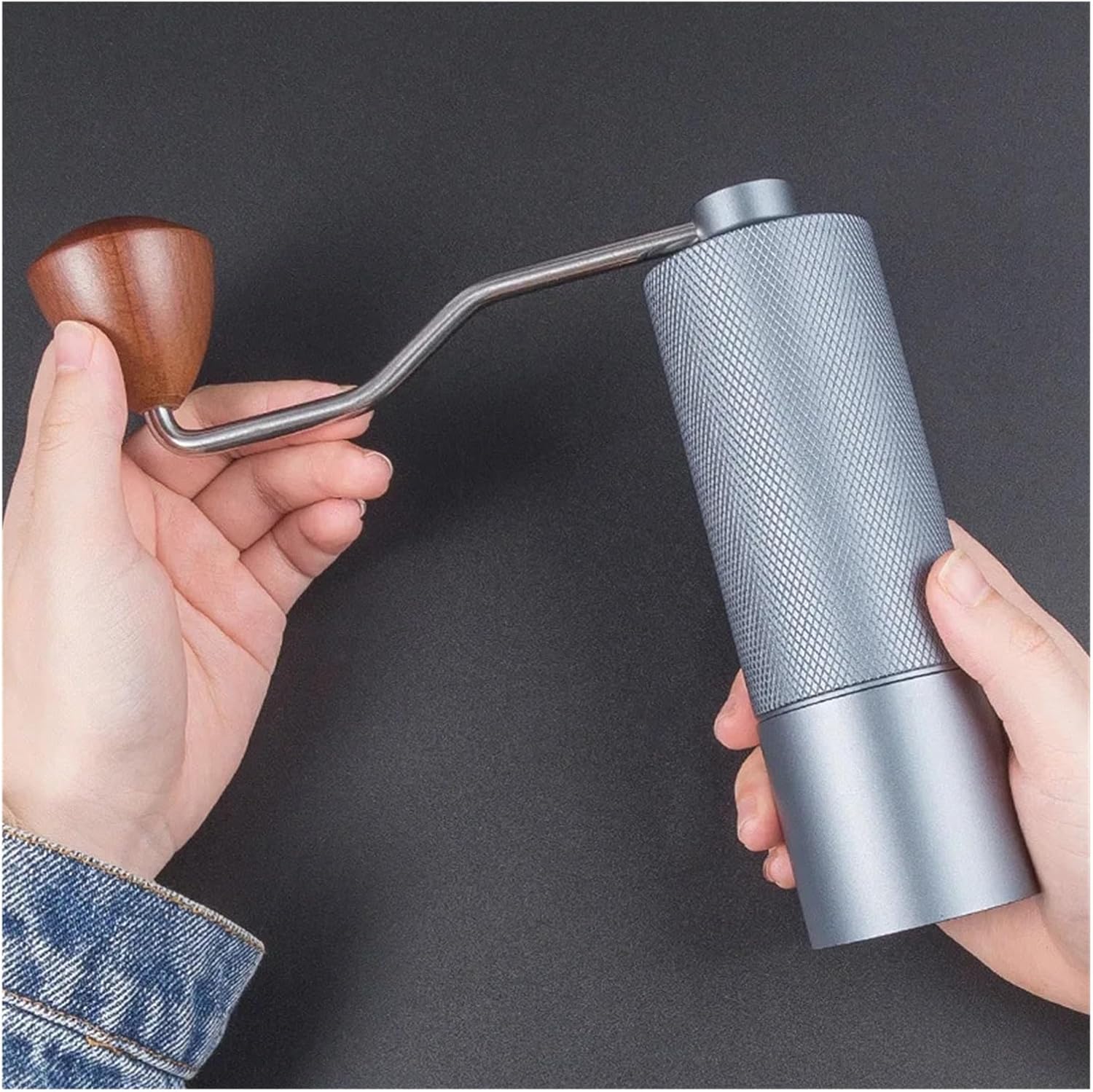 Adjustable Coffee Bean Grinder Manual Stainless Steel Core Lengthened Handle(Gray 7 teeth core)
