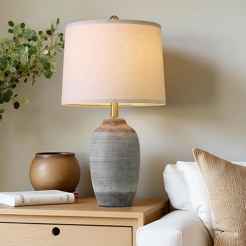 Vintage Gray Ceramic Table Lamp — $70