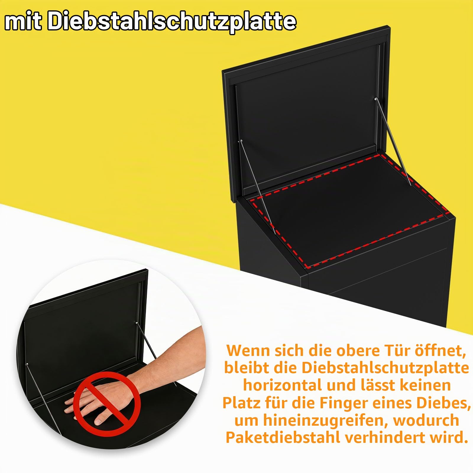 MSFE Standbriefkasten mit Paketfach,Briefkasten Paketbox mit Zahlenschloss,Extra Große Paketboxen für Den Außenbereich,Wasserdicht,Diebstahlgeschützter Paketbriefkasten für Pakete,Briefe,63*112*49.5cm