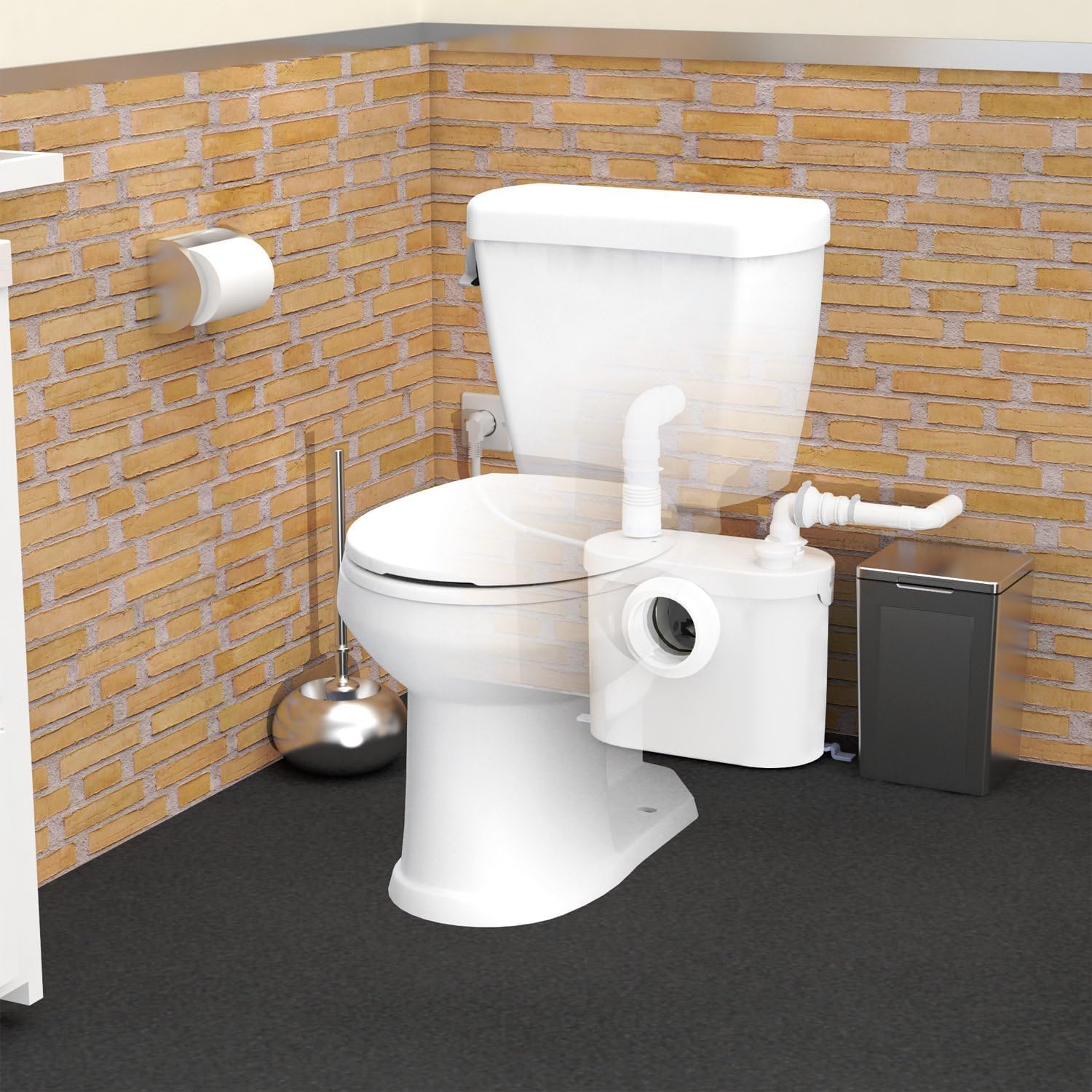 SFA Sanibroyeur Pro Up installed behind a toilet