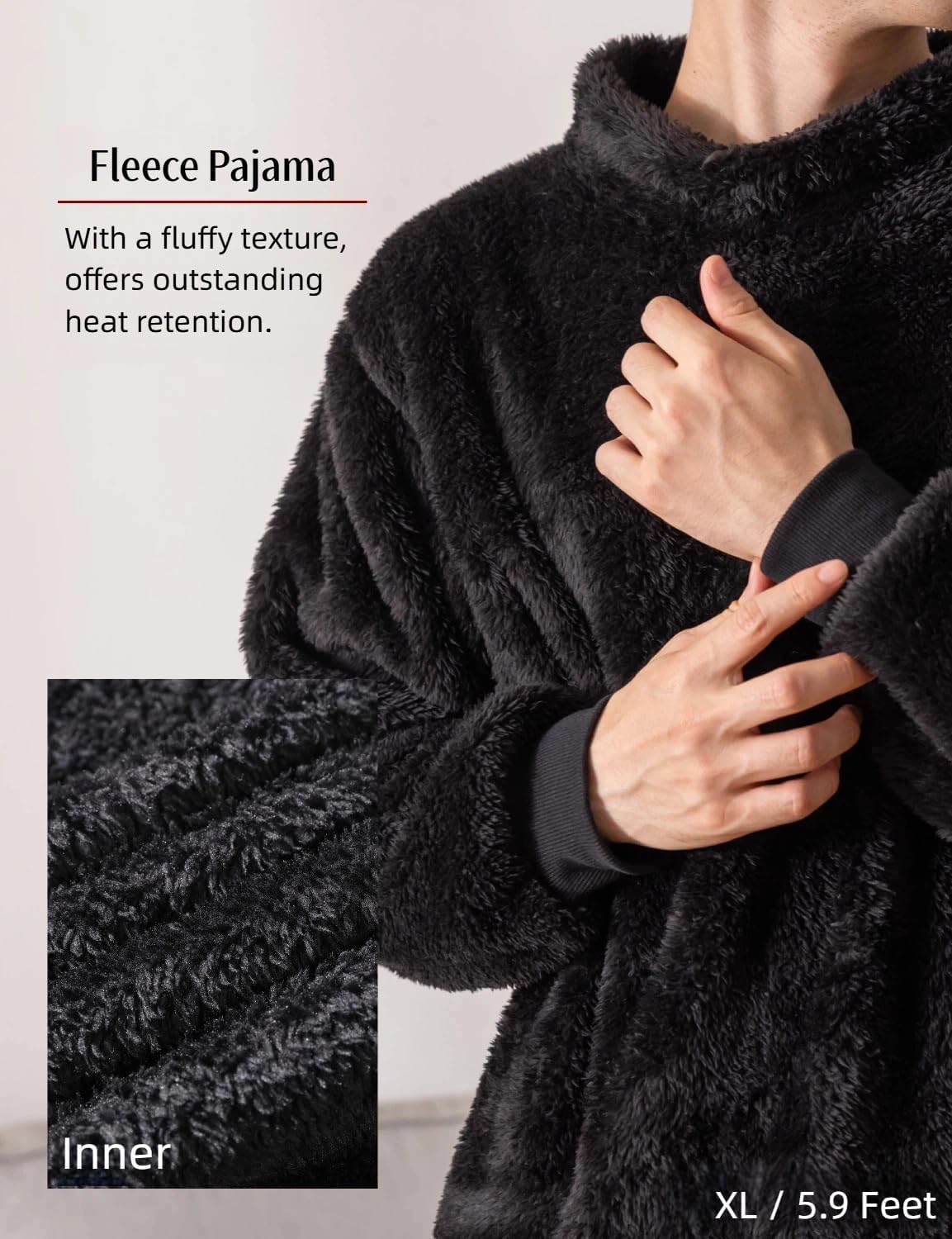 Antistatic Pajama 2 Piece Set Fluffy Pullover Lounge Furry Fleece Turtleneck Baggy Sleepwear for Winter Unisex Japan - Image 2