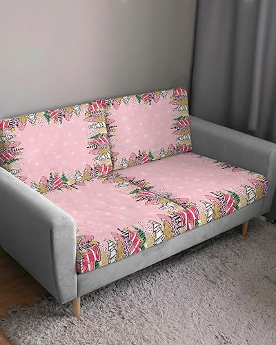 Miniatura 3 de Fundas de cojín para sofá de árbol de Navidad, funda elástica para sofá con parte inferior elástica, fundas de sofá con diseño de copo de nieve y