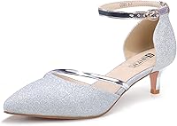 IDIFU IN2 Maxine Women's Low Kitten Heel Pumps - Elegant Closed Toe Dress Shoes for Wedding, Evening, Bride