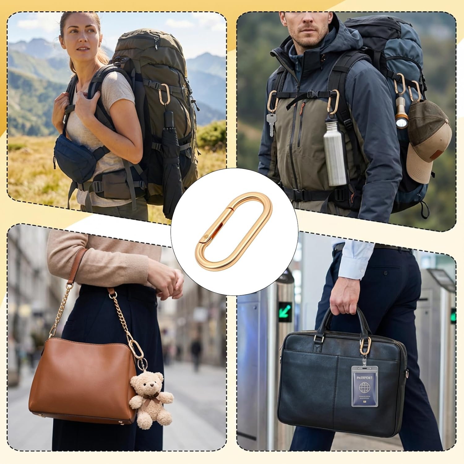 4 Pcs Oval Spring Ring Clips, Carabiner Snap Clip, O Ring Keyring for Keychains - Image 3