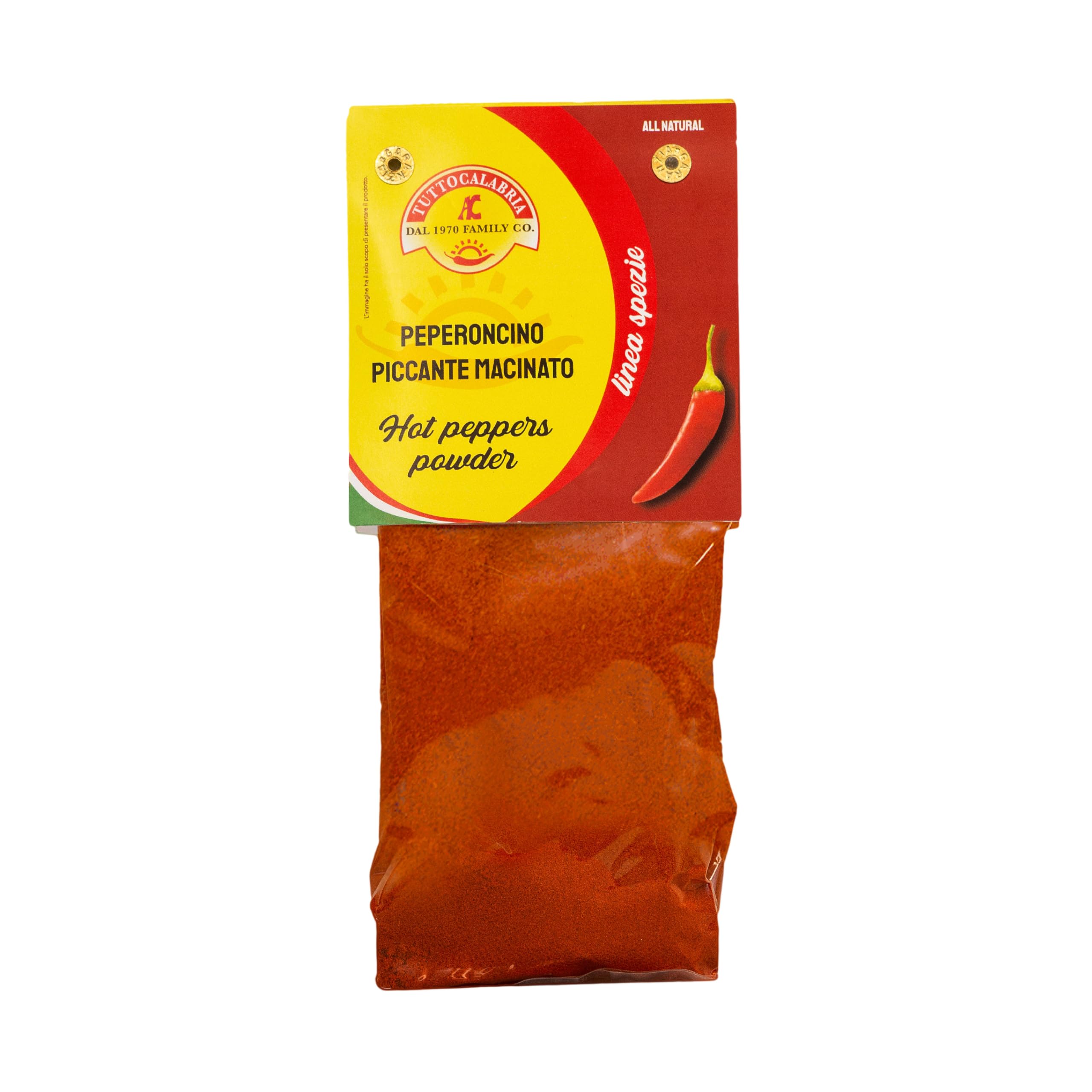 TuttoCalabria, Dried ground Calabrian chilli powder, 100 g, Sun-dried, Spicy and aromatic, Traditional recipe, For first courses, meat, vegetables and creative uses in the kitchen