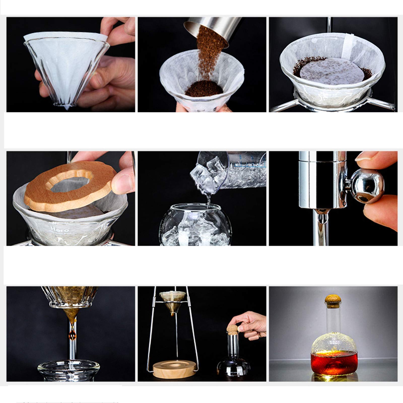 Dzbanek do kawy lodowa ekspres do kawy Cold Brew ekspres do kawy Szkło domowe Srebrny Różowe Złoto Ręczny Zaparzacz do kawy 500 ml Garnki do kawy (kolor: Złoty)
