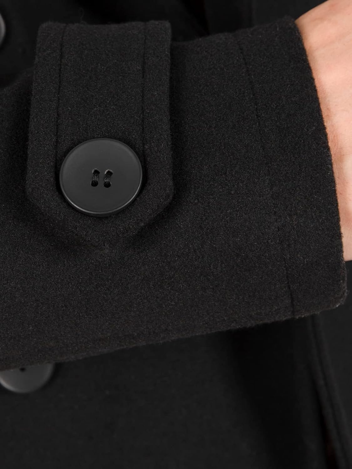 Hacikis Mens Double Breasted Wool Blend Pea Coat Quilted Lined Notched Collar Trench Coats