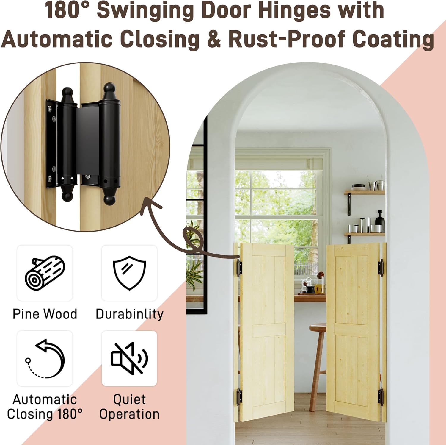30" x 42" Swinging Saloon Door, Double Solid Wooden Cafe Doors, Swing Half Door for Commercial, House, Porch, Kitchen, Doorways, Bar, Restaurant, Hallway Partition Door for Indoor & Outdoor