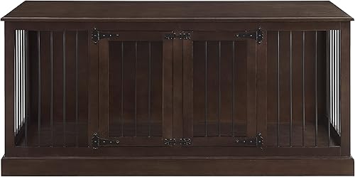 Vista 2 de Crosley Furniture Winslow Credenza - Jaula mediana para mascotas, color marrón oscuro