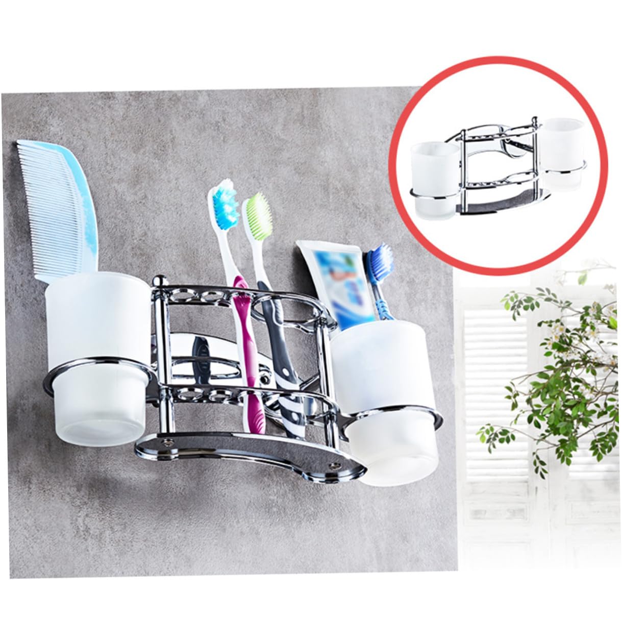 Portaspazzolini in Acciaio Portabicchieri in Vetro Da Parete Portadentifricio Per Bagno Organizza Spazzolini e Bicchieri Supporto Da Parete Per Bagno