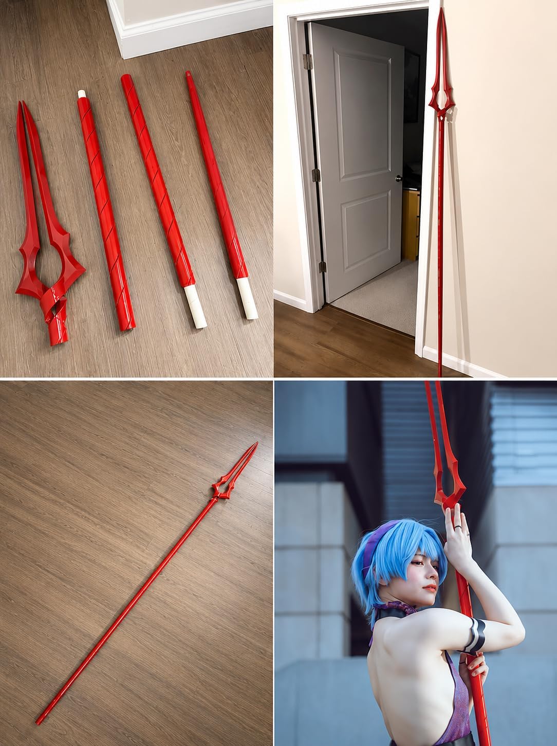 Red 3D Printing Spear of Longinus 78.7",0.55kg Spear for Halloween Cosplay Props Collections and Gifts