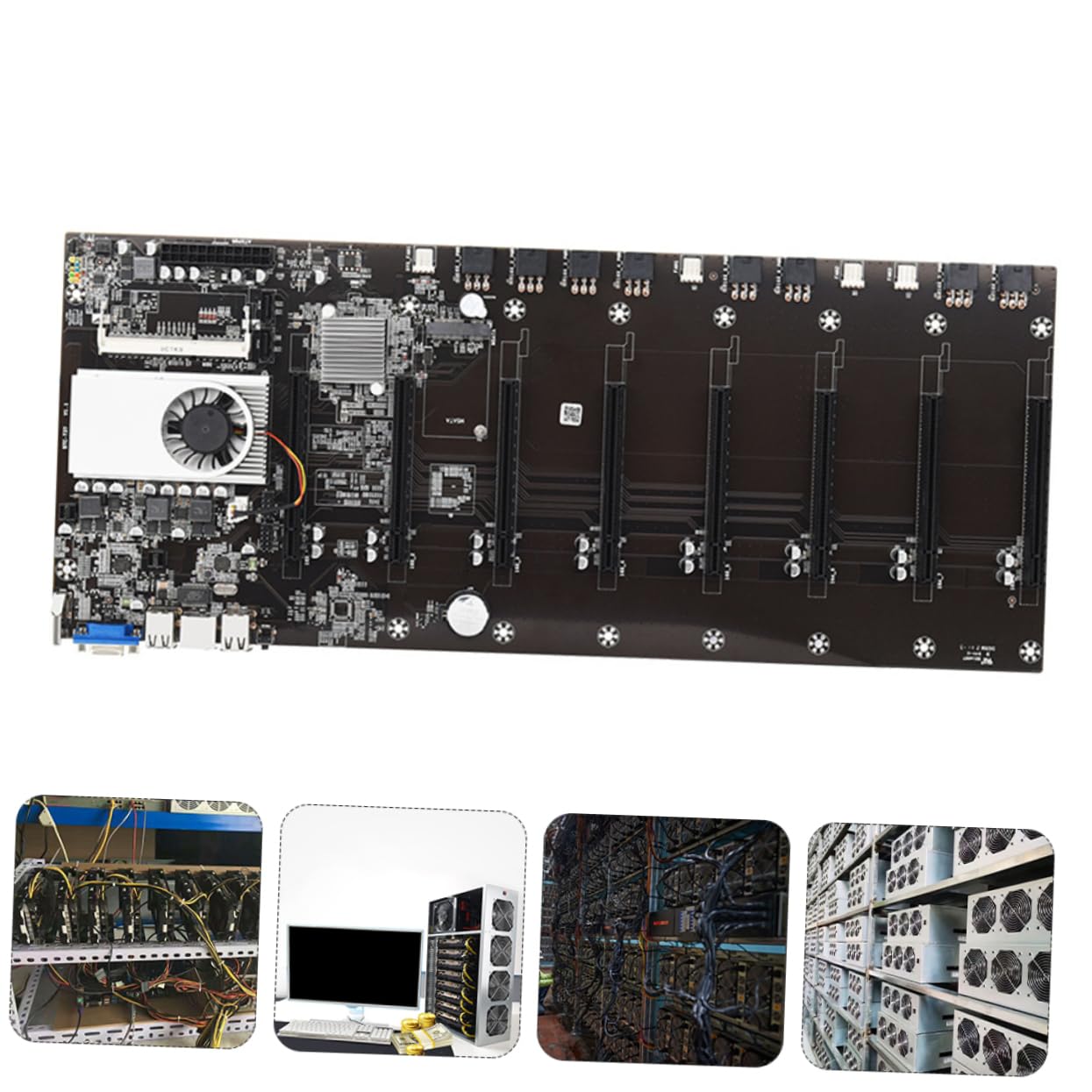 Cabilock Scheda Madre per Mining CPU 8 Slot Gpu, 1 Slot Ddr3 Sodimm, Interfaccia Vga Integrata, Supporto Boot di Rete