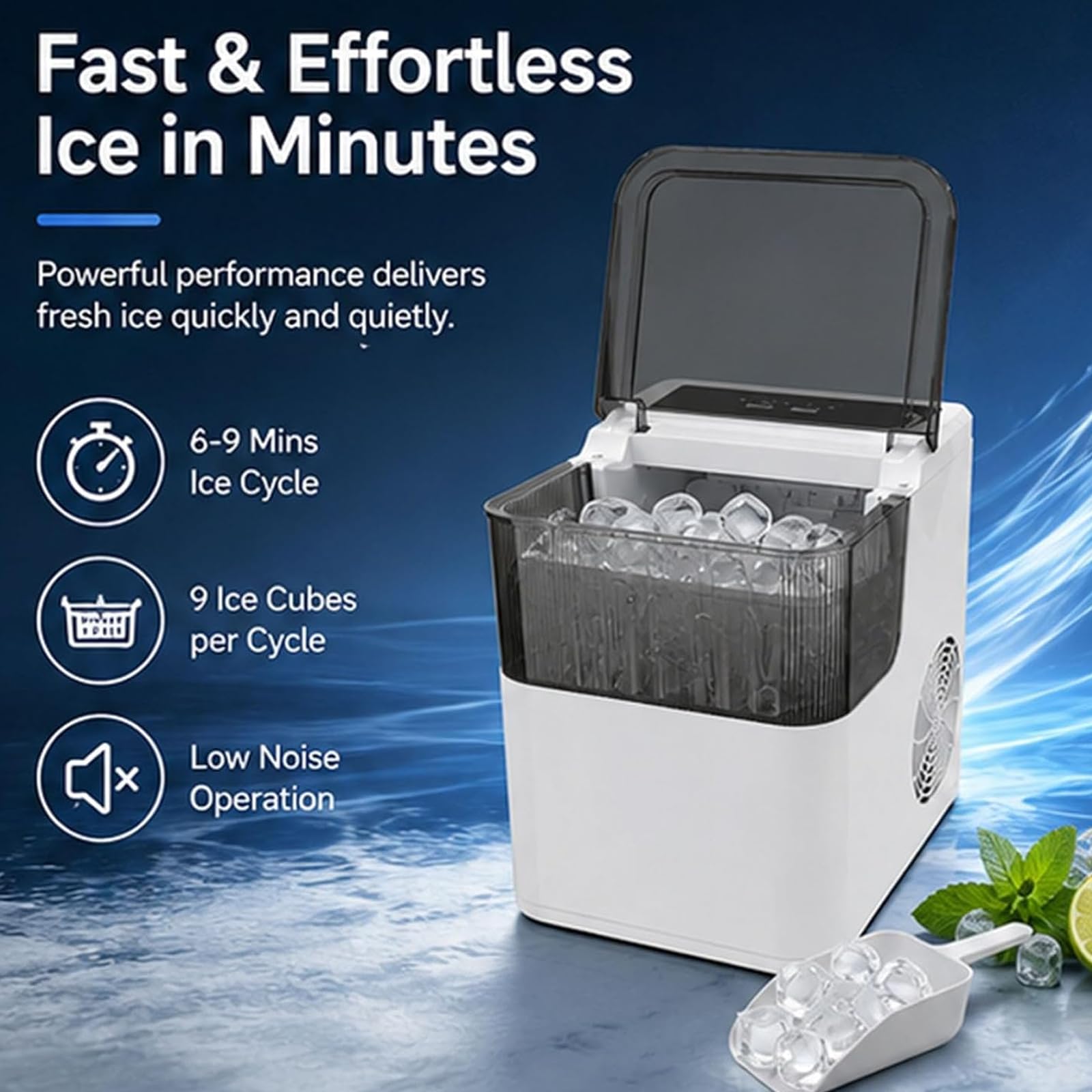 1.4L portatile Nugget Ice Maker Countertop, 12Kg / 24h | Finestra autopulente/trasparente, piano d'appoggio per mini congelatori per bar domestici, cestello rimovibile per ufficio