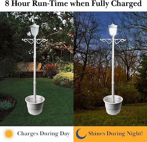 Miniatura 2 de Sun-Ray Kenwick 312064 - Lámpara con forma de farol de calle que funciona con energía solar, con una sola bombilla, con macetero debajo y colgadores