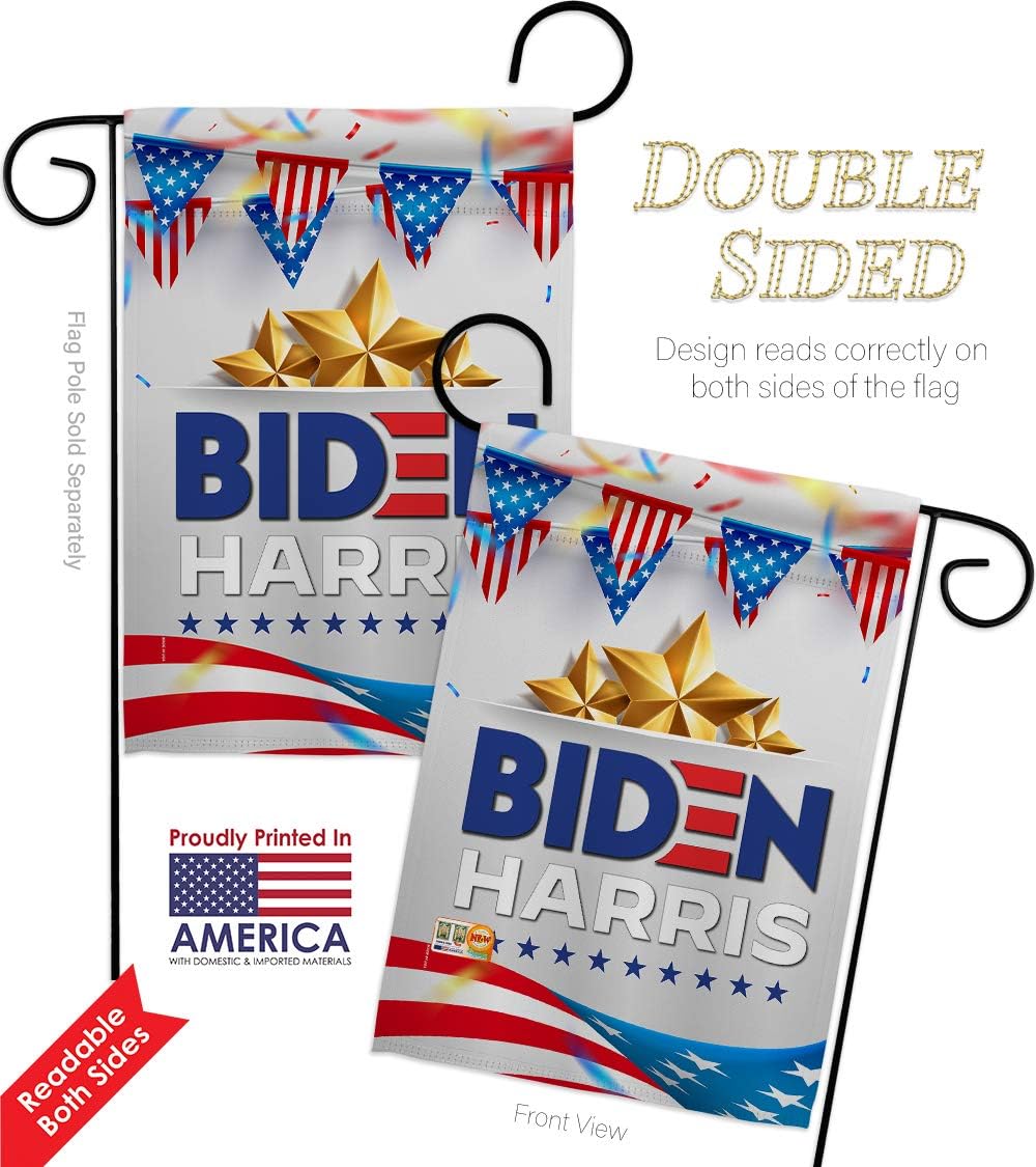 Biden Harris Flag 2020 Garden Pack Patriotic Vote President Democrat Republican Tea Party United State American Election House Banner Small Yard Gift Double-Sided, Thick Fabric, w USA Applique Flag