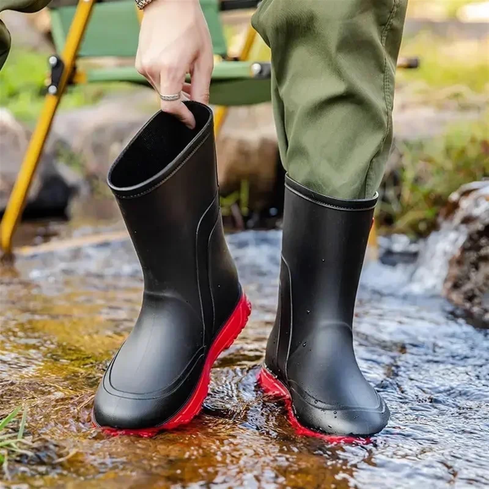 Scarpe da pioggia per uomo Stivali da pioggia impermeabili for uomo Scarpe in plastica resistenti all'usura Tacco basso