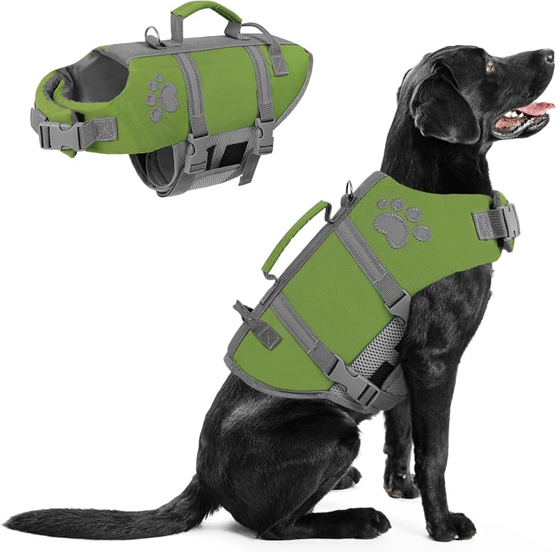 Colete Salva-Vidas para Cães Queenmore com Flutuação EPE e Alças Refletivas, Tamanho Grande