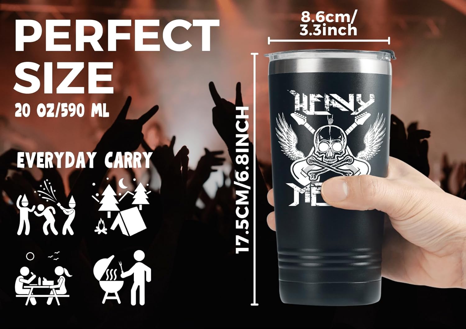 Onebttl Heavy Metal Gifts for Men/Women, 20 oz Stainless Steel Tumbler for Birthday,Christmas - Image 3