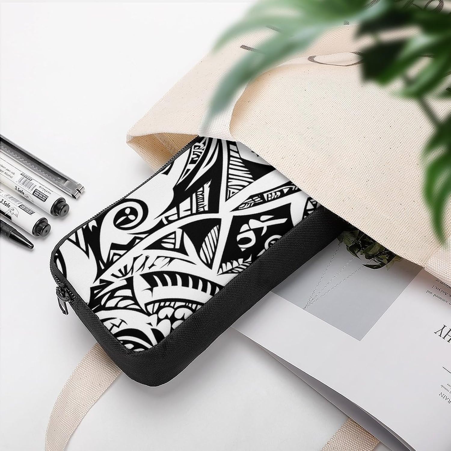 Polynesian Tattoo Pattern Travel Cosmetic Bag Makeup Bag image 3