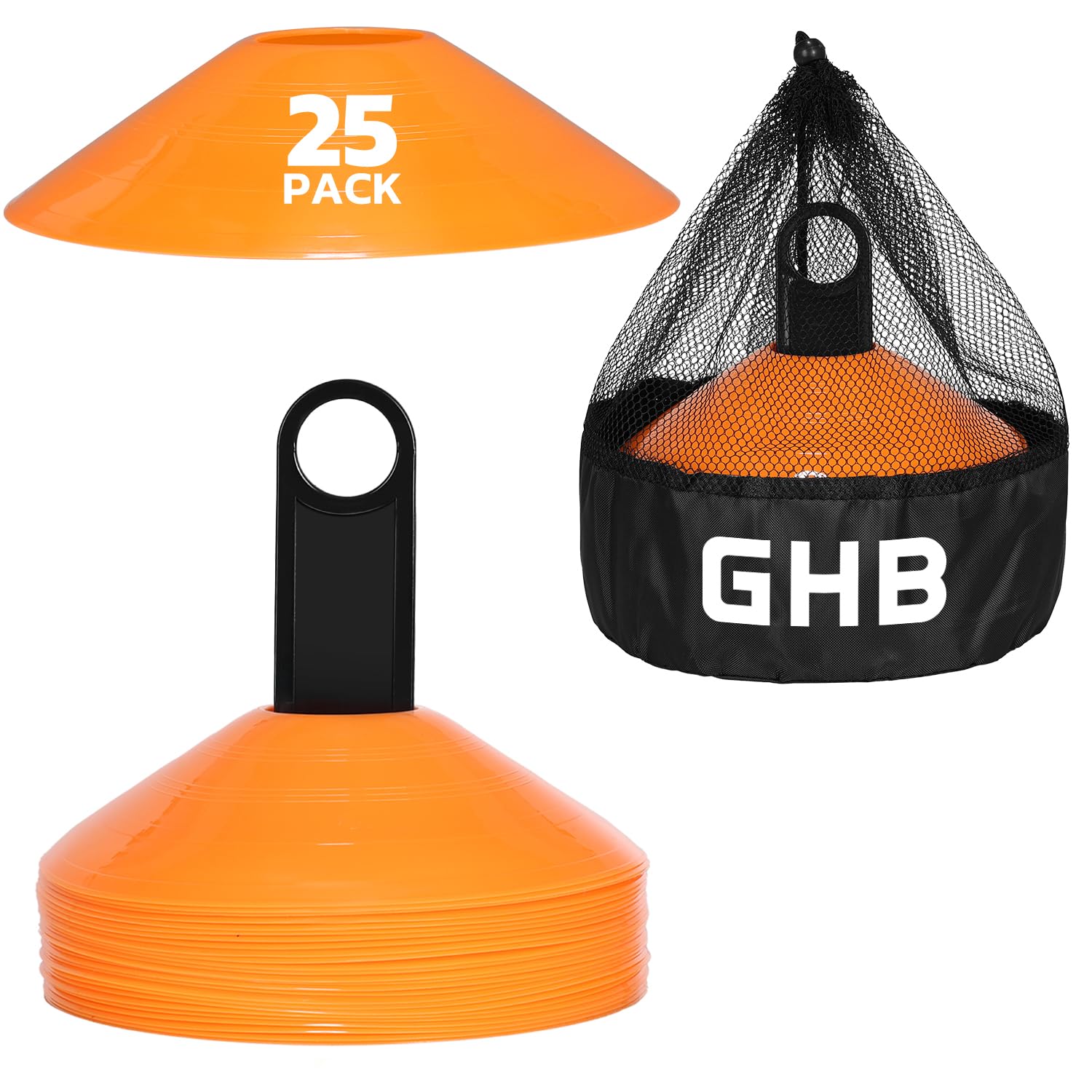 GHB Multi-Sport Disc Cones (25/50/100 Pack) for Agility and Field Marking