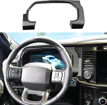 Carbon Fiber Style Center Console Dashboard Panel Navigation Frame Cover Trim Interior Accessories for Ford F150 2021+ Dashboard24-25 high Configuration