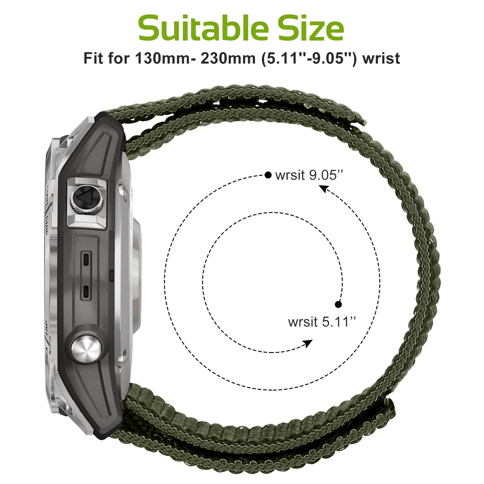 Songsier Strap Compatible with Fenix 7, 7 Solar, 6, 6 Pro, 5, 22mm Velcro Nylon Soft Light Replacement Strap - Image 3