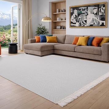 Aden Yonca Dokuma Halı | Makinede Yıkanabilir | Modern Halı | Krem | 100 x 160 cm | YNC02