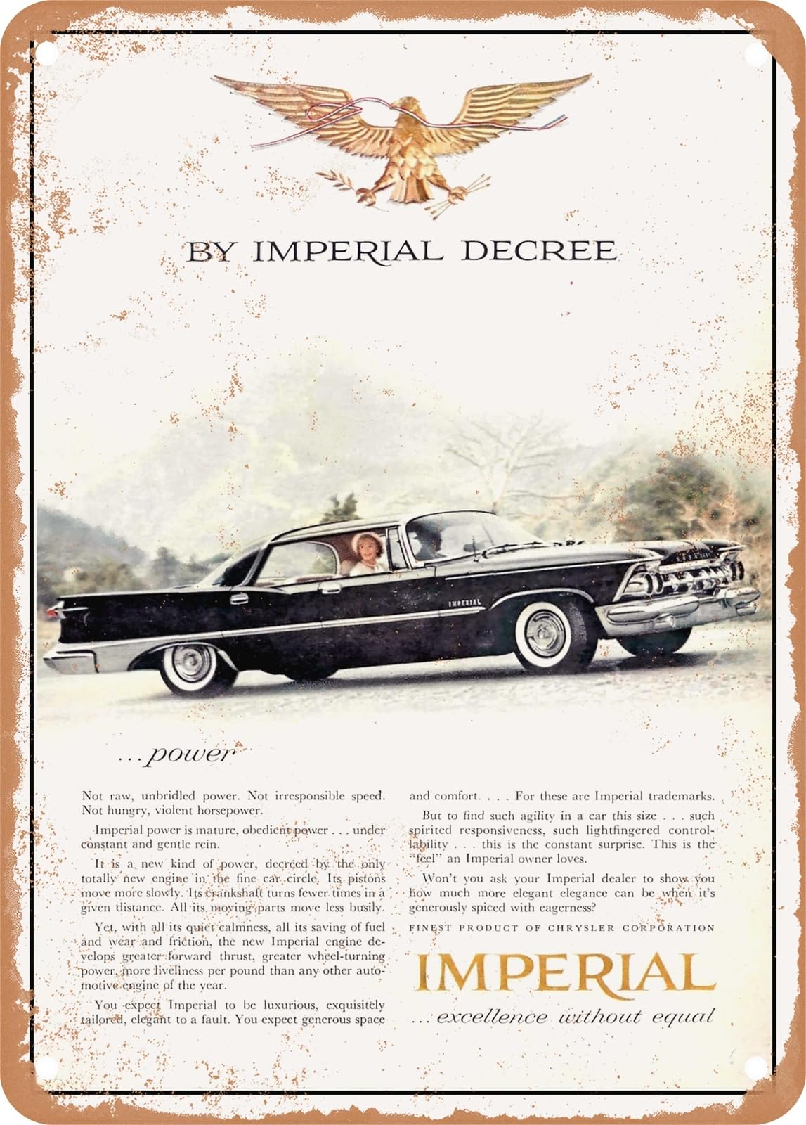 METAL SIGN - 1959 Imperial by Imperial Decree Power Vintage Ad home decor