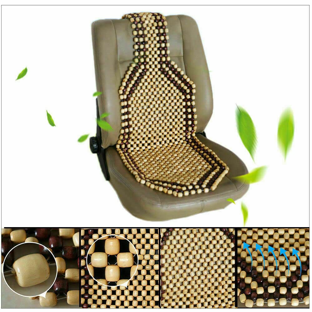 Nicoone Siège Voiture Perles De Bois 45x45cm - Housse Massage Respirante Pour Voiture Et Bureau