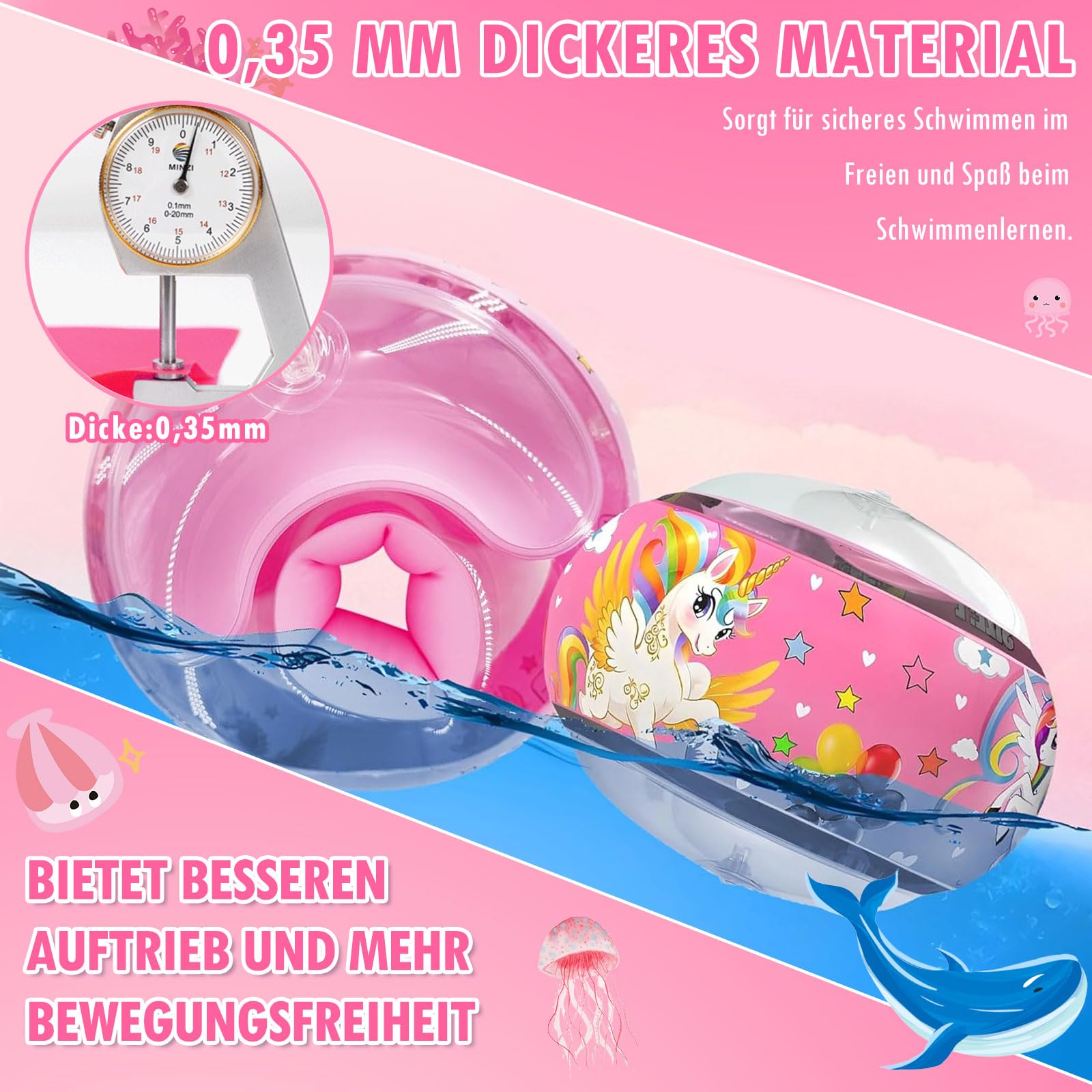Funnity Braccioli Bambini 1-6 Anni, 3 Airbag Indipendenti, per Bambini 6-20 kg, Ausili per il nuoto per Bambini di età Superiore a 1 Anno