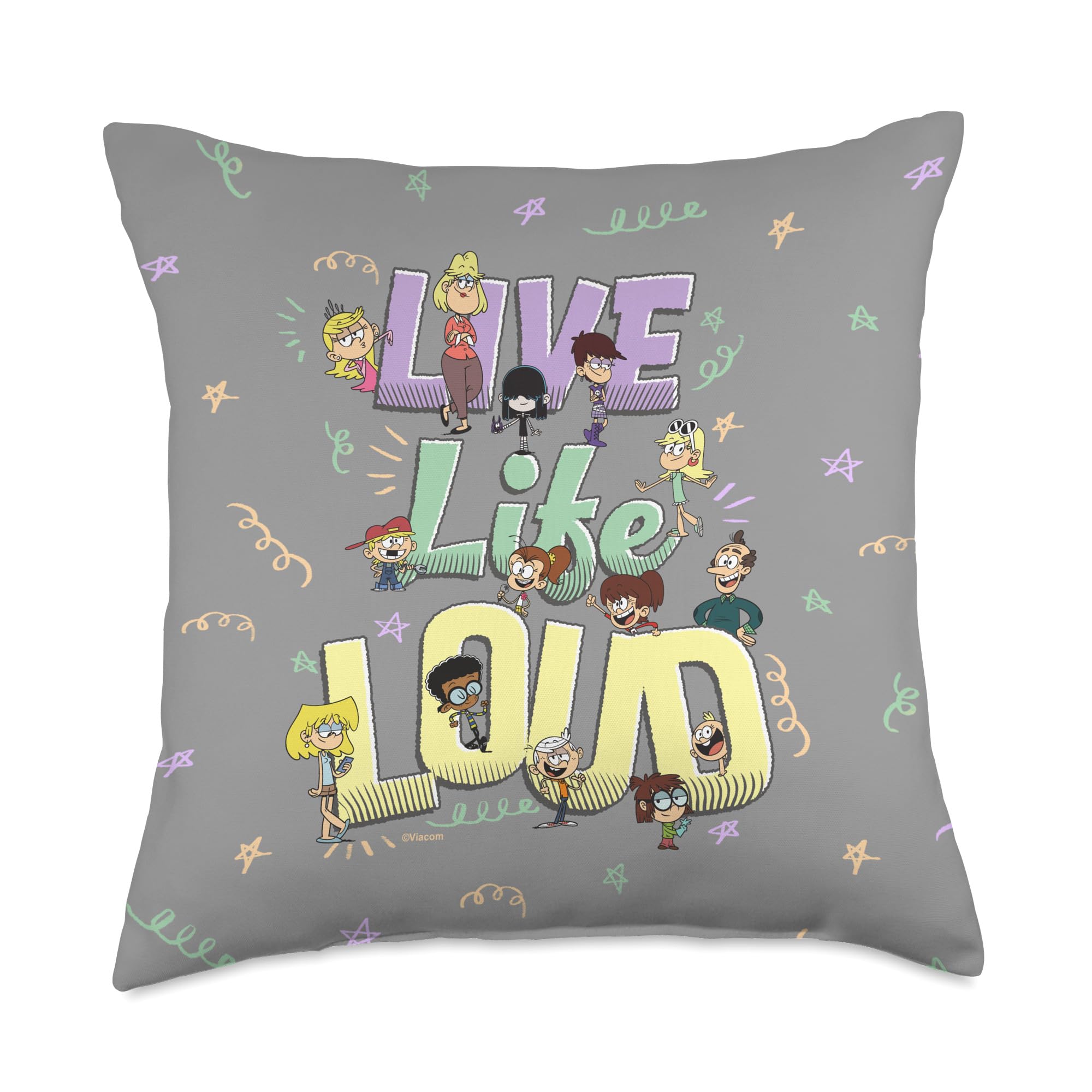 The Loud House Live Life Loud Vintage Group Logo Throw Pillow