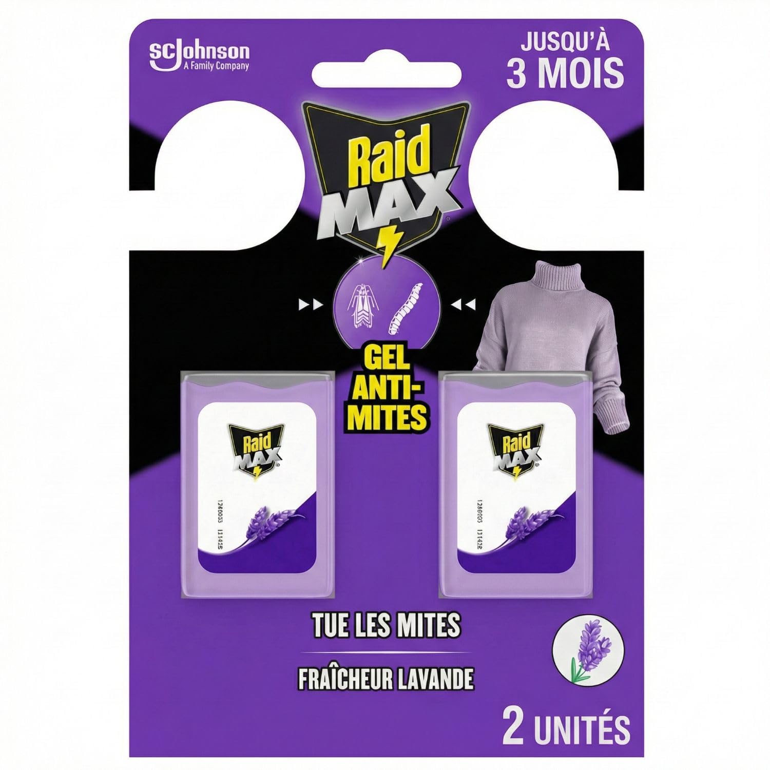 Raid Max Gels Anti-Mites Parfum Lavande 2 Gels Woolmark